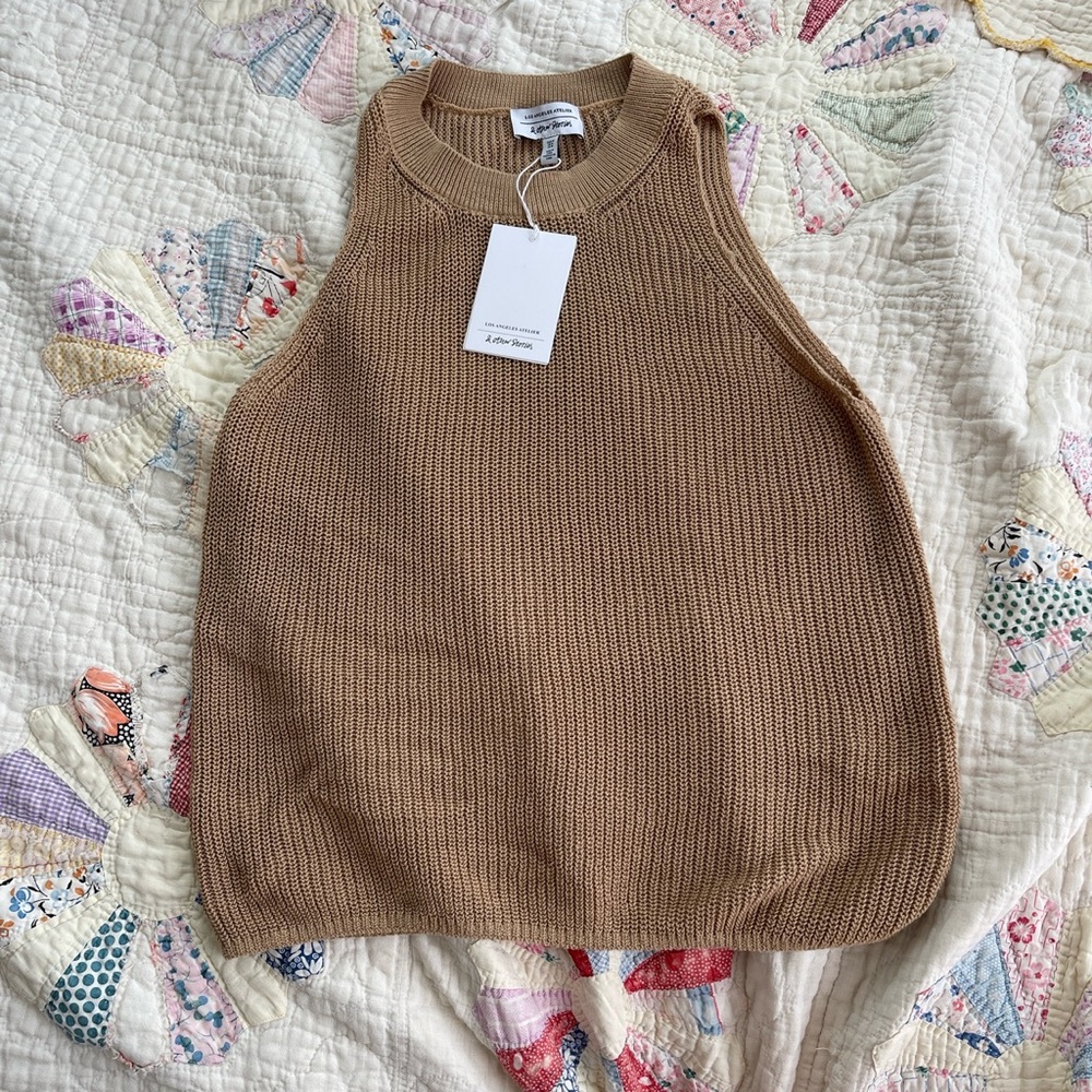 & other stories cotton knit tank camel brown size m